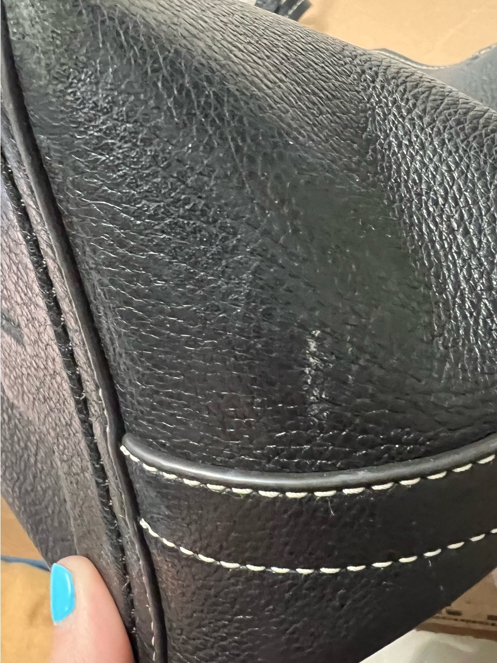 Tory Burch Large leather black logo tote with perforated front pocket - Picture 14 of 15
